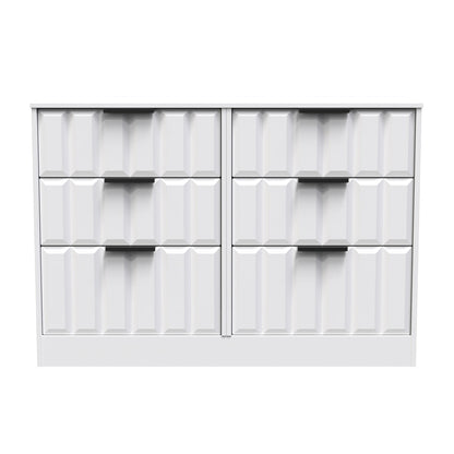 New York C Large Chest of Drawers White 6 Drawers 115cm