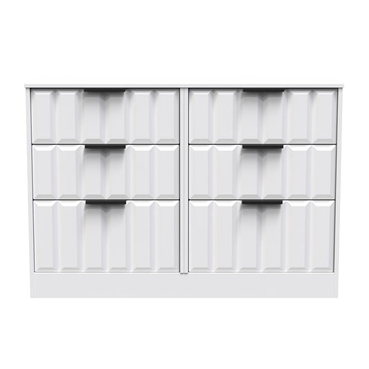 New York C Large Chest of Drawers White 6 Drawers 115cm