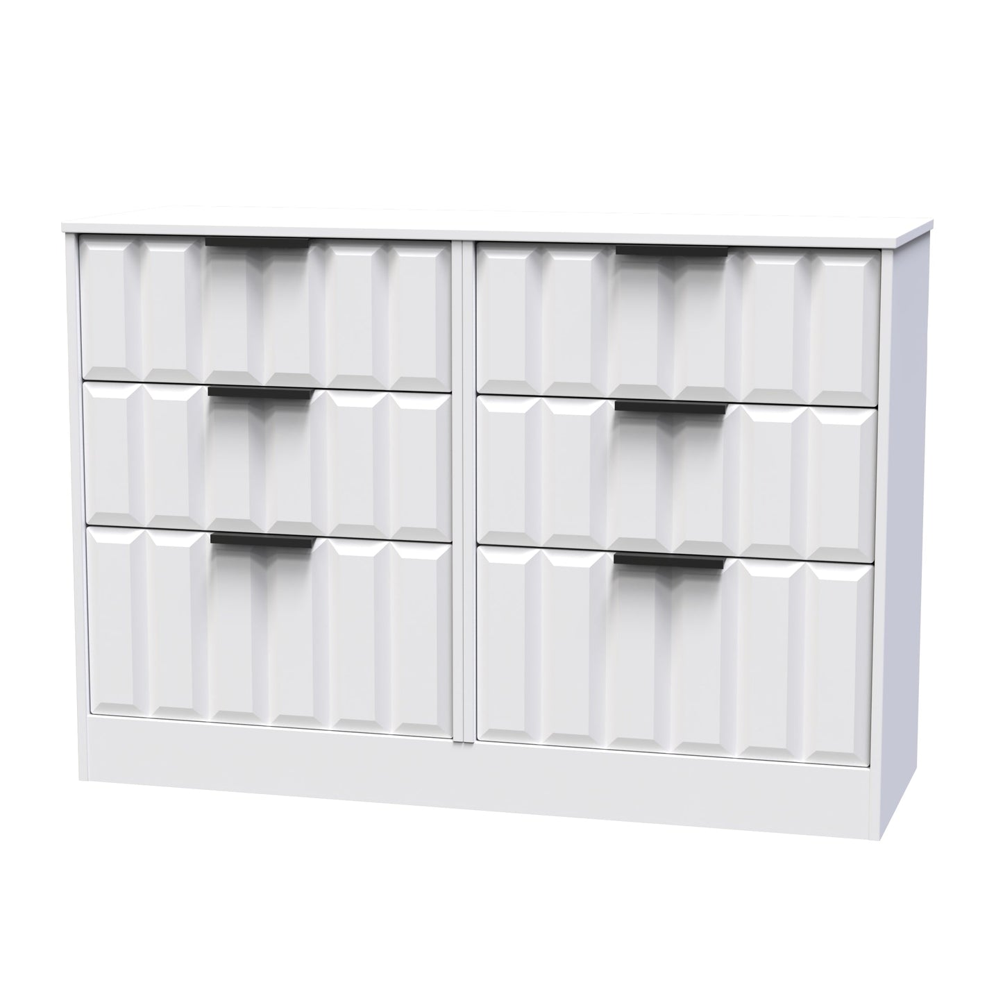 New York C Large Chest of Drawers White 6 Drawers 115cm