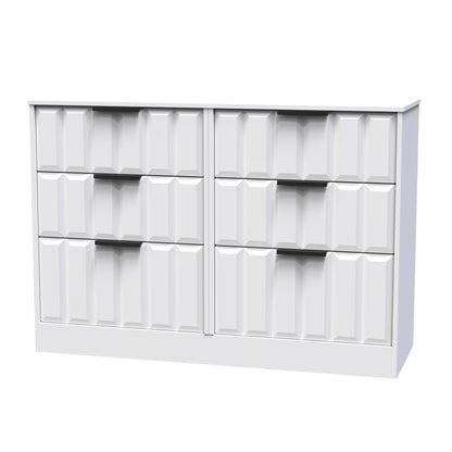 New York C Large Chest of Drawers White 6 Drawers 115cm