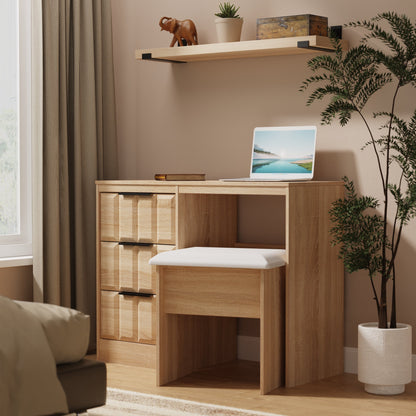 New York C Desk Light Oak 3 Drawers 97cm