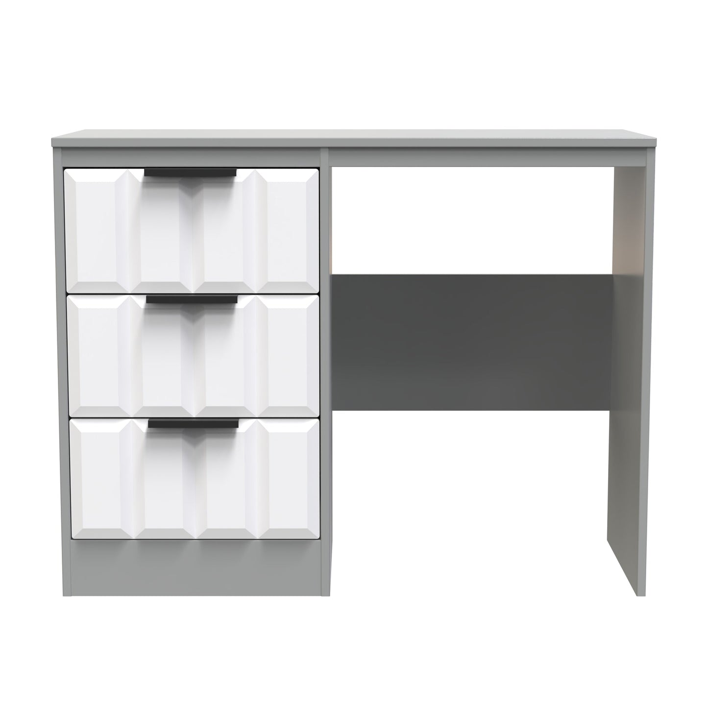 New York C Desk White & Grey 3 Drawers 97cm