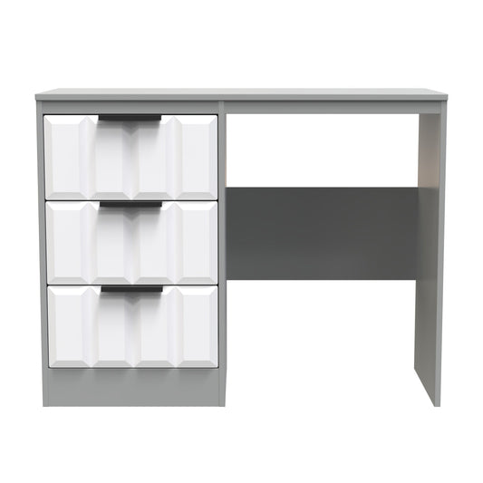 New York C Desk White & Grey 3 Drawers 97cm
