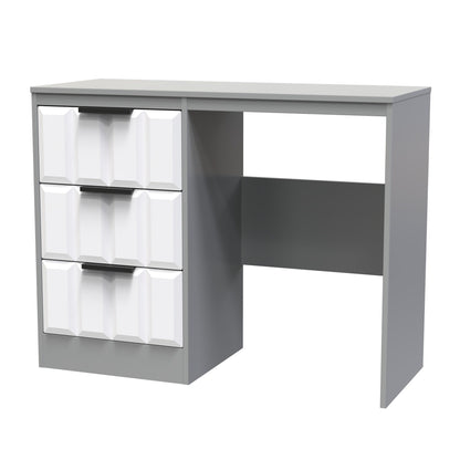 New York C Desk White & Grey 3 Drawers 97cm