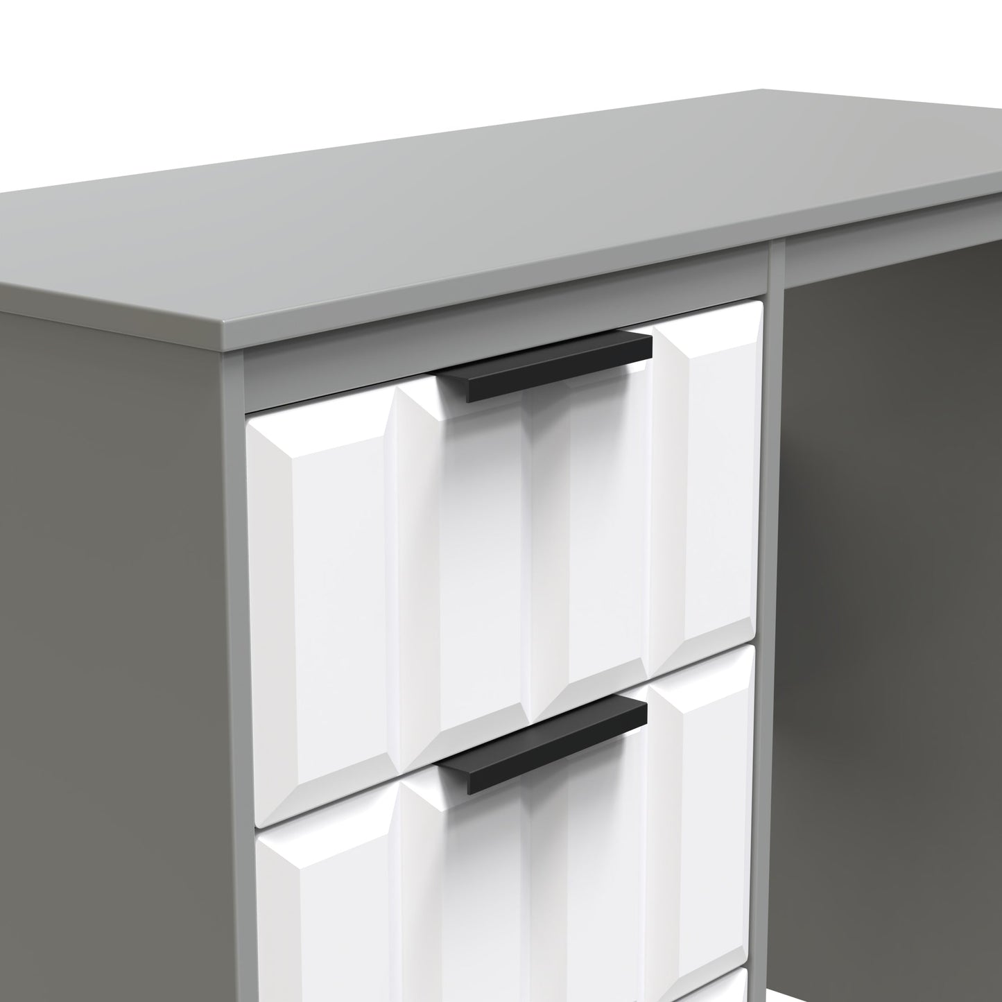 New York C Desk White & Grey 3 Drawers 97cm