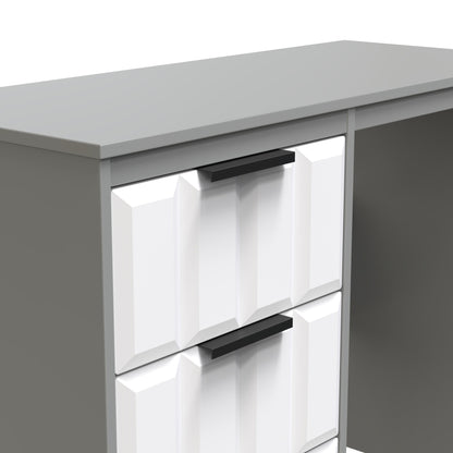 New York C Desk White & Grey 3 Drawers 97cm