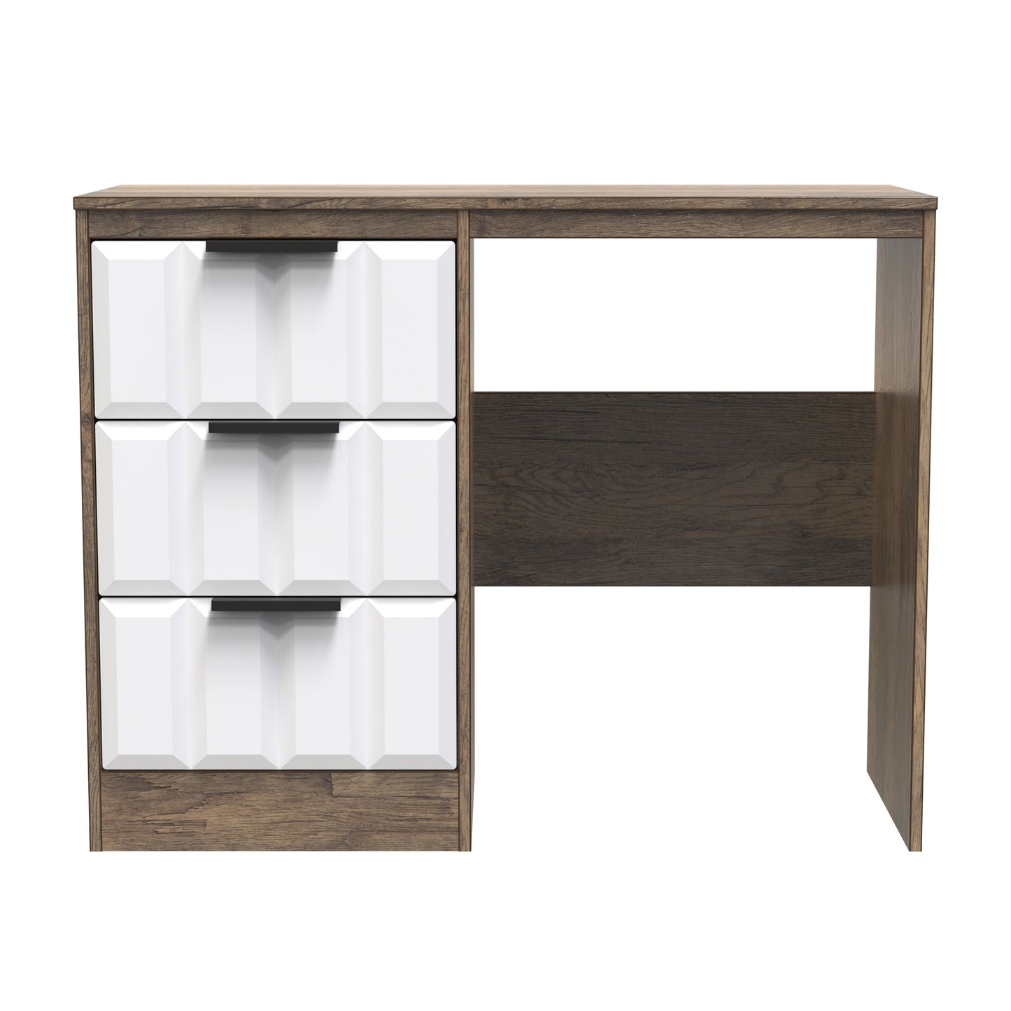 New York C Desk White & Vintage Oak 3 Drawers 97cm