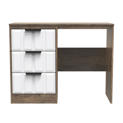 New York C Desk White & Vintage Oak 3 Drawers 97cm