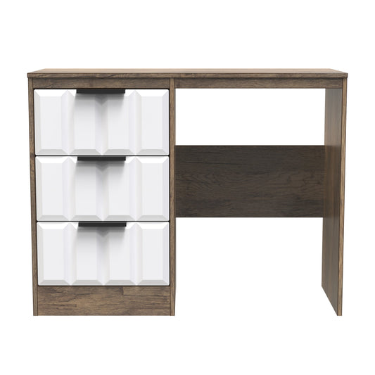 New York C Desk White & Vintage Oak 3 Drawers 97cm