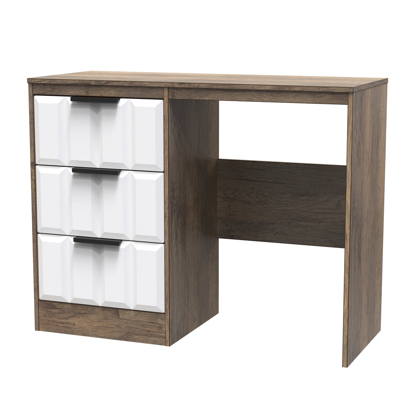 New York C Desk White & Vintage Oak 3 Drawers 97cm
