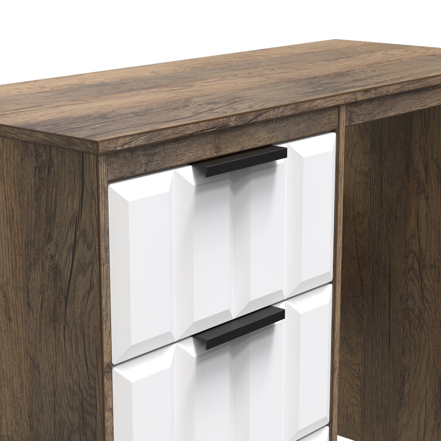 New York C Desk White & Vintage Oak 3 Drawers 97cm