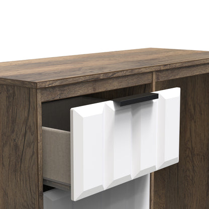 New York C Desk White & Vintage Oak 3 Drawers 97cm