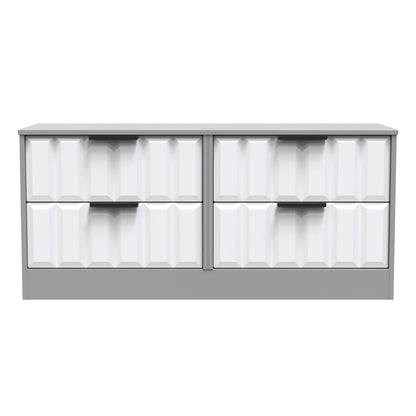New York C Large Chest of Drawers White & Grey 4 Drawers 115cm