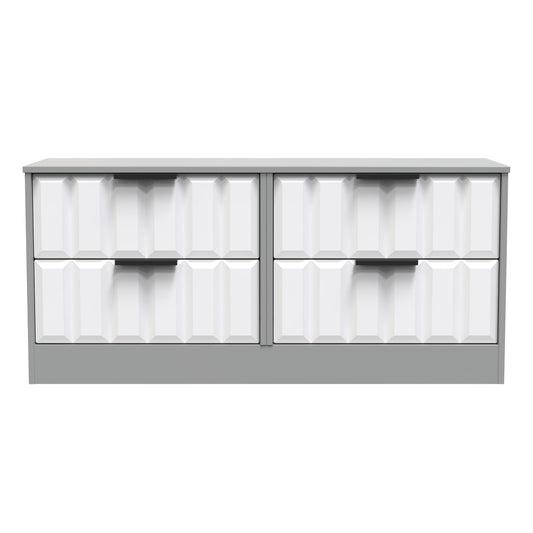 New York C Large Chest of Drawers White & Grey 4 Drawers 115cm