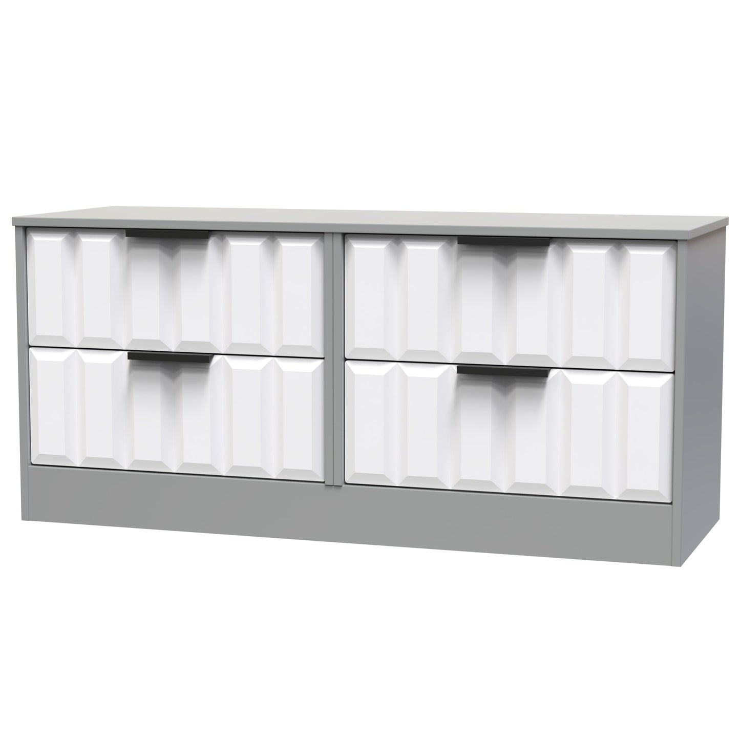 New York C Large Chest of Drawers White & Grey 4 Drawers 115cm
