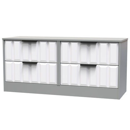 New York C Large Chest of Drawers White & Grey 4 Drawers 115cm