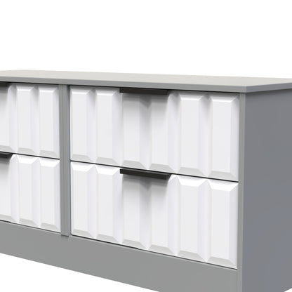New York C Large Chest of Drawers White & Grey 4 Drawers 115cm
