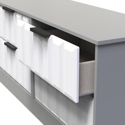 New York C Large Chest of Drawers White & Grey 4 Drawers 115cm