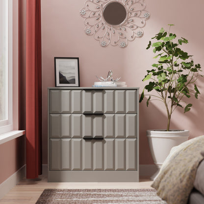 New York C Chest of Drawers Grey 3 Drawers 77cm