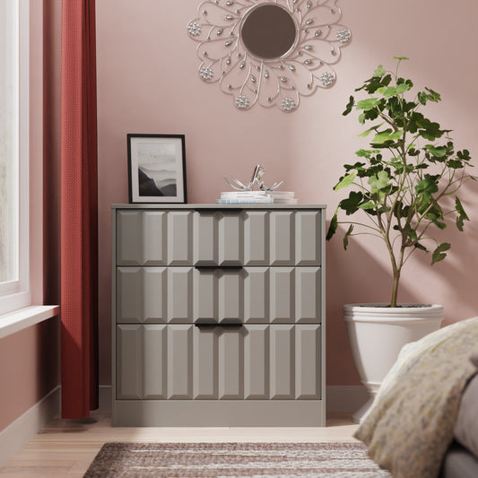 New York C Chest of Drawers Grey 3 Drawers 77cm