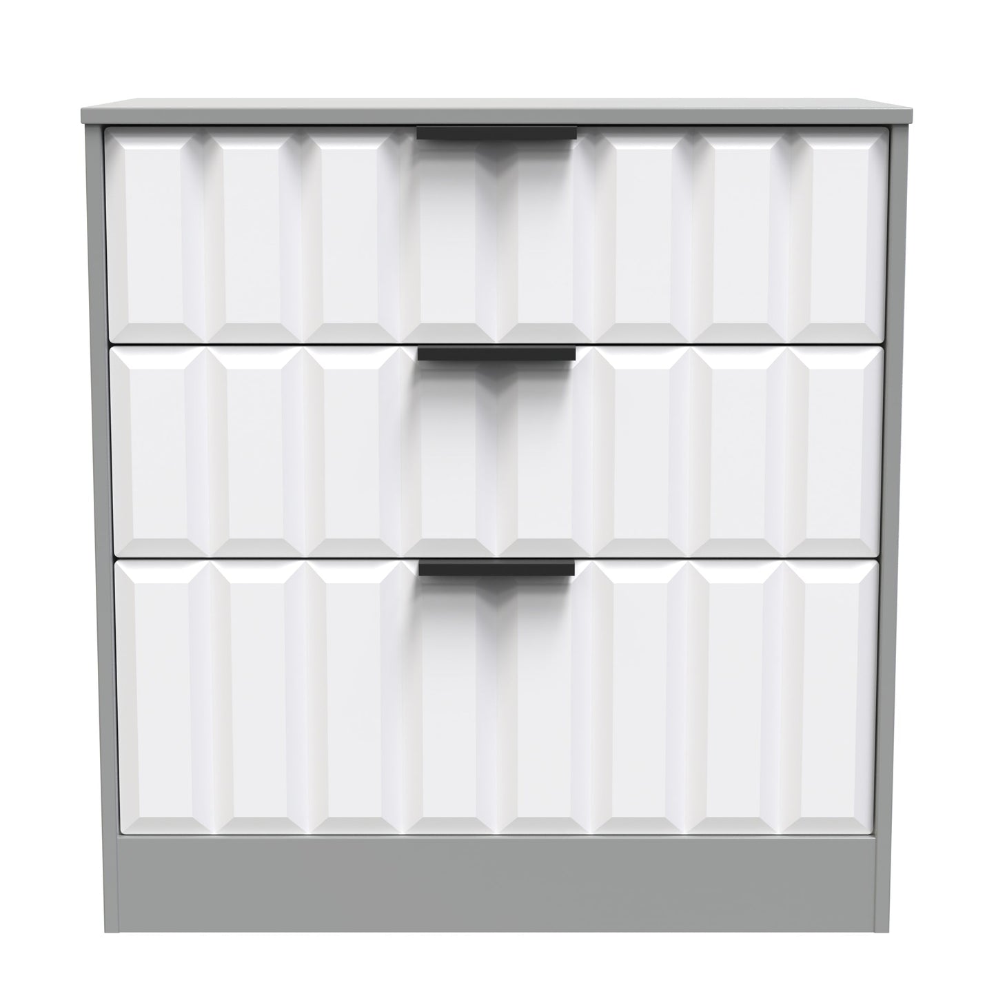 New York C Chest of Drawers White & Grey 3 Drawers 77cm