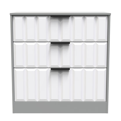 New York C Chest of Drawers White & Grey 3 Drawers 77cm
