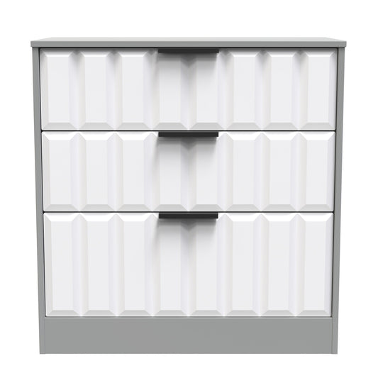 New York C Chest of Drawers White & Grey 3 Drawers 77cm