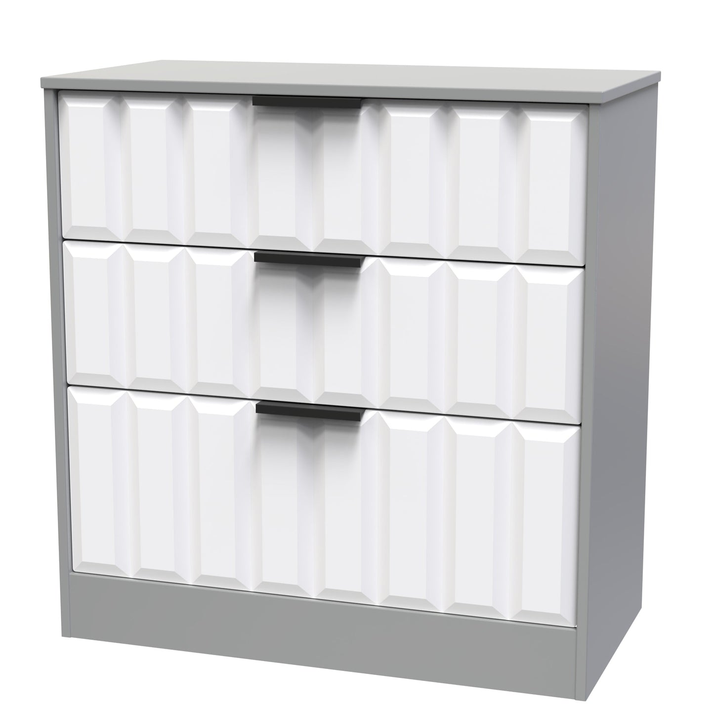 New York C Chest of Drawers White & Grey 3 Drawers 77cm