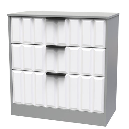 New York C Chest of Drawers White & Grey 3 Drawers 77cm