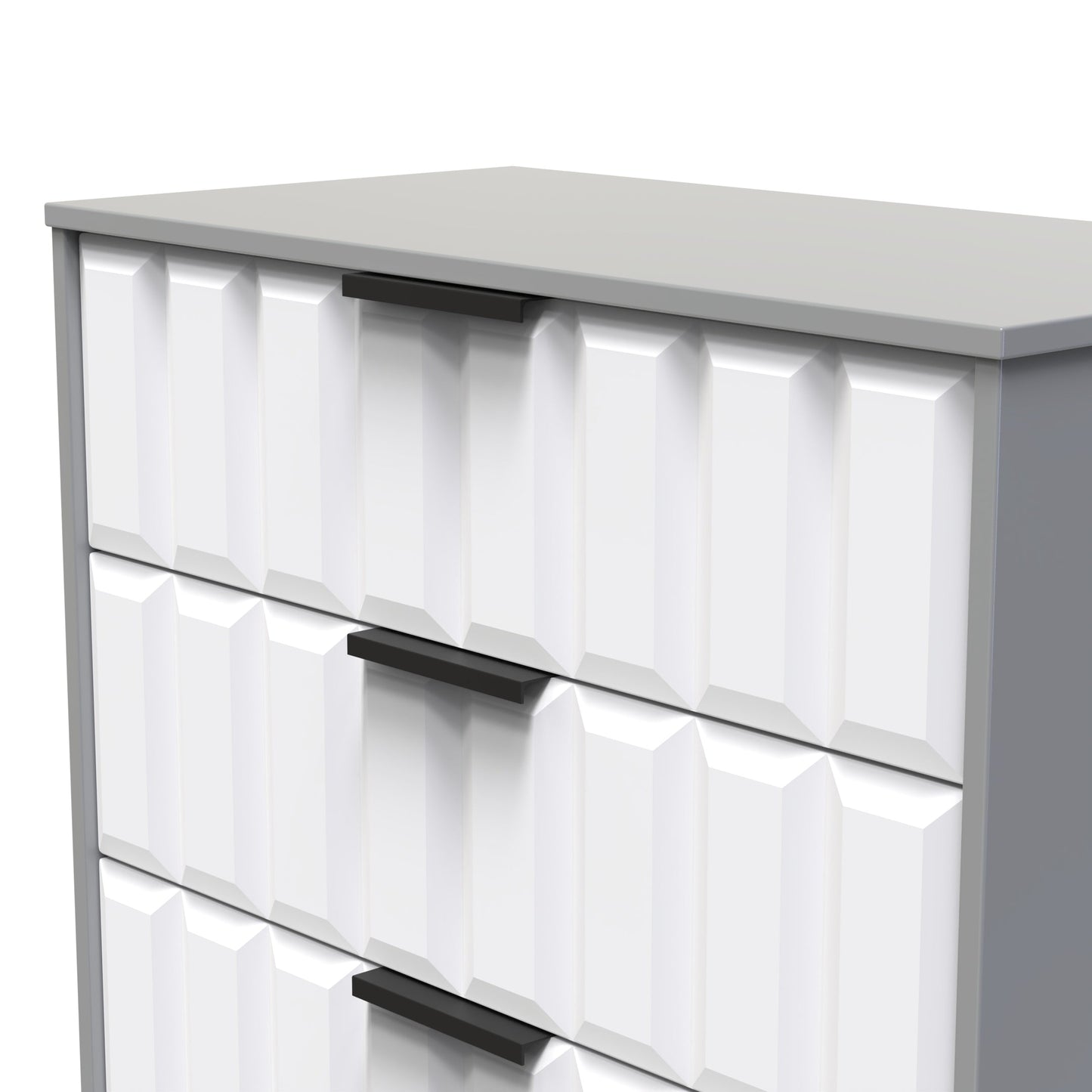 New York C Chest of Drawers White & Grey 3 Drawers 77cm