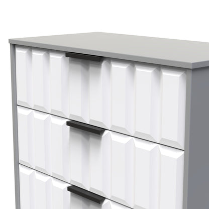 New York C Chest of Drawers White & Grey 3 Drawers 77cm