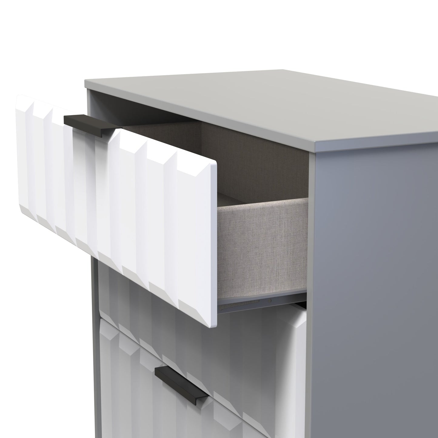 New York C Chest of Drawers White & Grey 3 Drawers 77cm
