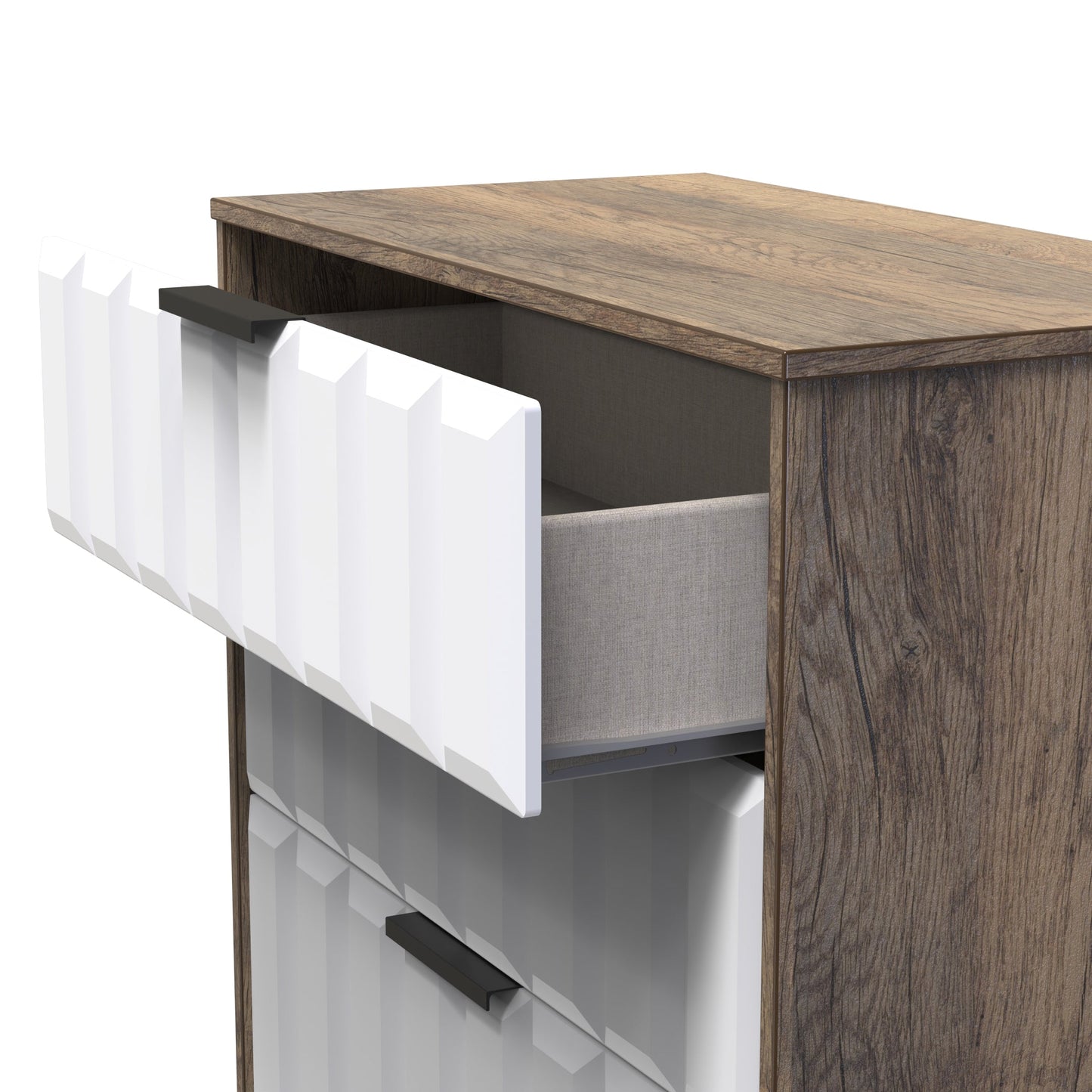 New York C Chest of Drawers White & Vintage Oak 3 Drawers 77cm