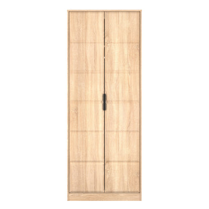 New York C Tall Wardrobe Light Oak 2 Doors 1 Shelf 77cm