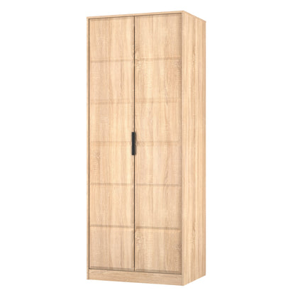 New York C Tall Wardrobe Light Oak 2 Doors 1 Shelf 77cm
