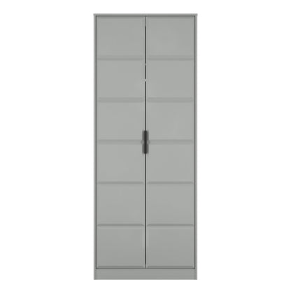 New York C Tall Wardrobe Grey 2 Doors 1 Shelf 77cm