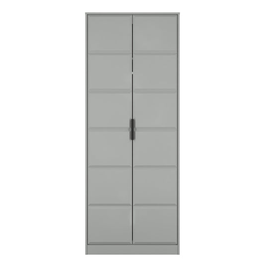 New York C Tall Wardrobe Grey 2 Doors 1 Shelf 77cm