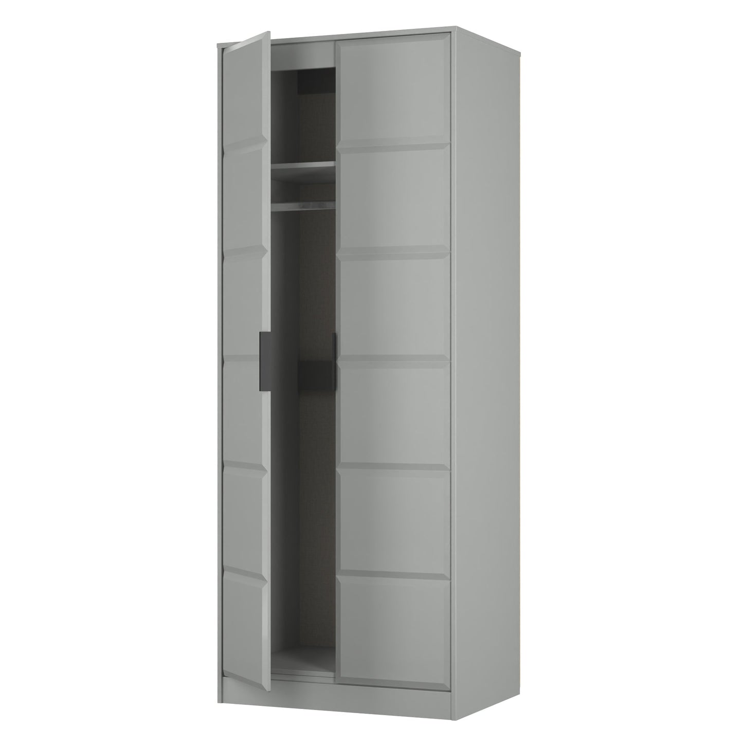 New York C Tall Wardrobe Grey 2 Doors 1 Shelf 77cm