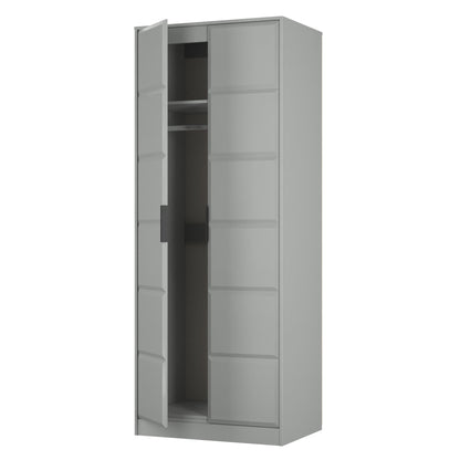 New York C Tall Wardrobe Grey 2 Doors 1 Shelf 77cm