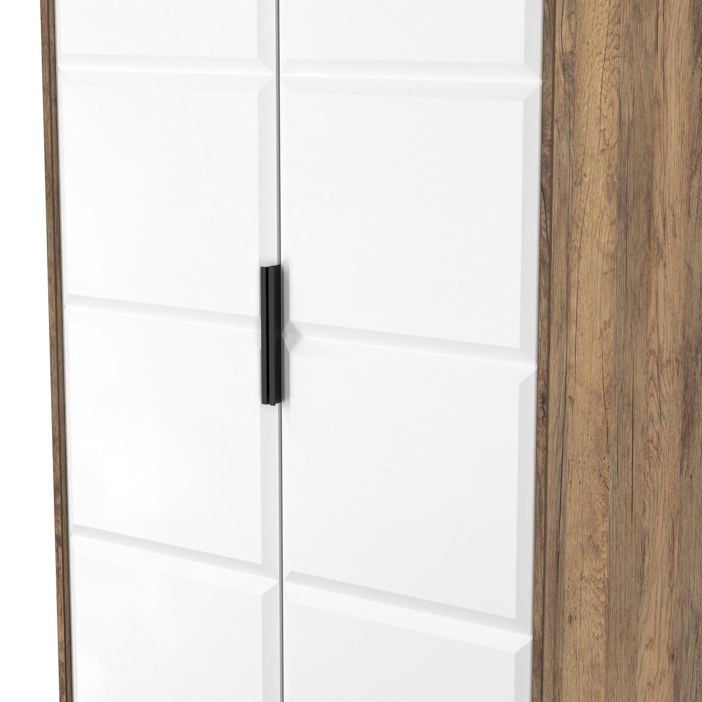 New York C Tall Wardrobe White & Vintage Oak 2 Doors 1 Shelf 77cm