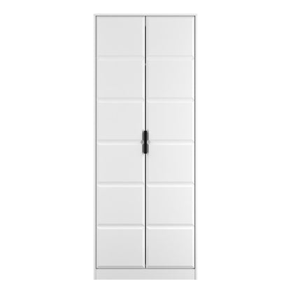 New York C Tall Wardrobe White 2 Doors 1 Shelf 77cm