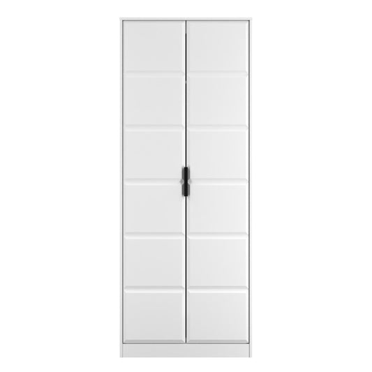 New York C Tall Wardrobe White 2 Doors 1 Shelf 77cm