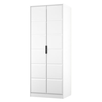 New York C Tall Wardrobe White 2 Doors 1 Shelf 77cm