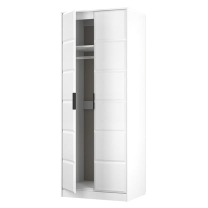 New York C Tall Wardrobe White 2 Doors 1 Shelf 77cm