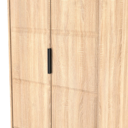 New York C Tall Wardrobe Light Oak 2 Doors 2 Drawers 77cm