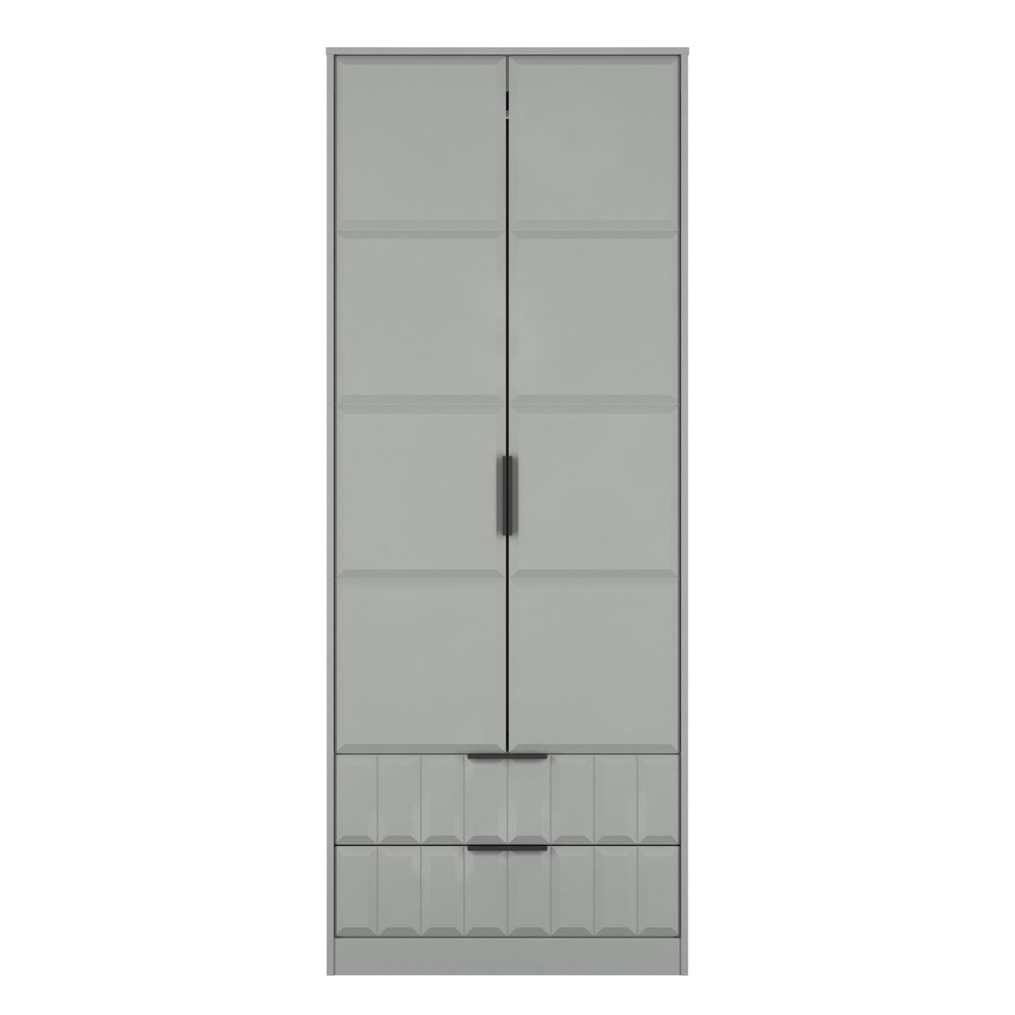 New York C Tall Wardrobe Grey 2 Doors 2 Drawers 77cm