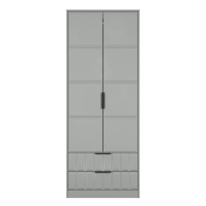 New York C Tall Wardrobe Grey 2 Doors 2 Drawers 77cm
