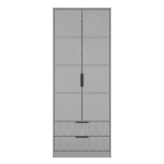 New York C Tall Wardrobe Grey 2 Doors 2 Drawers 77cm