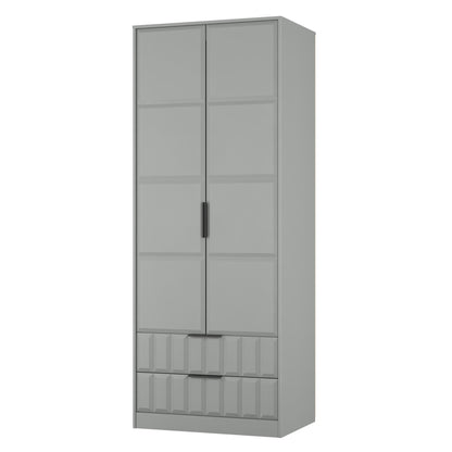 New York C Tall Wardrobe Grey 2 Doors 2 Drawers 77cm