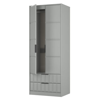 New York C Tall Wardrobe Grey 2 Doors 2 Drawers 77cm